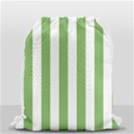 Vertical Stripes - White and Dollar Bill Green Drawstring Bag (Small)