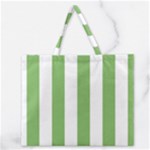 Vertical Stripes - White and Dollar Bill Green Zipper Large Tote Bag