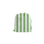Vertical Stripes - White and Dollar Bill Green Drawstring Pouch (XS)