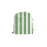 Vertical Stripes - White and Dollar Bill Green Drawstring Pouch (S)