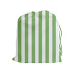 Vertical Stripes - White and Dollar Bill Green Drawstring Pouch (XL)