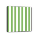Vertical Stripes - White and Dollar Bill Green Mini Canvas 4  x 4  (Stretched)