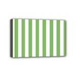 Vertical Stripes - White and Dollar Bill Green Mini Canvas 6  x 4  (Stretched)