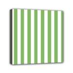 Vertical Stripes - White and Dollar Bill Green Mini Canvas 6  x 6  (Stretched)