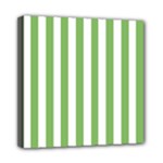 Vertical Stripes - White and Dollar Bill Green Mini Canvas 8  x 8  (Stretched)