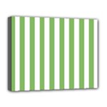 Vertical Stripes - White and Dollar Bill Green Canvas 14  x 11  (Stretched)