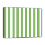 Vertical Stripes - White and Dollar Bill Green Canvas 16  x 12  (Stretched)