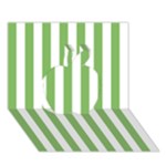 Vertical Stripes - White and Dollar Bill Green Apple 3D Greeting Card (7x5)
