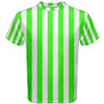Vertical Stripes - White and Neon Green Men s Cotton Tee