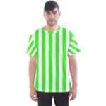 Vertical Stripes - White and Neon Green Men s Sport Mesh Tee