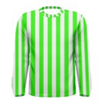 Vertical Stripes - White and Neon Green Men s Long Sleeve T-shirt