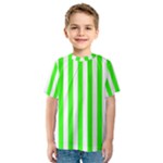 Vertical Stripes - White and Neon Green Kid s Sport Mesh Tee