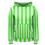 Vertical Stripes - White and Neon Green Women s Pullover Hoodie