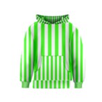 Vertical Stripes - White and Neon Green Kid s Pullover Hoodie