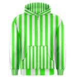 Vertical Stripes - White and Neon Green Men s Zipper Hoodie