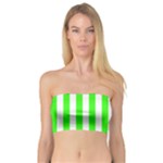 Vertical Stripes - White and Neon Green Bandeau Top