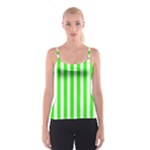 Vertical Stripes - White and Neon Green Spaghetti Strap Top