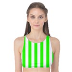 Vertical Stripes - White and Neon Green Tank Bikini Top