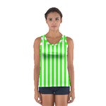 Vertical Stripes - White and Neon Green Women s Sport Tank Top
