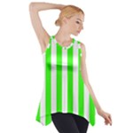 Vertical Stripes - White and Neon Green Side Drop Tank Tunic