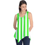 Vertical Stripes - White and Neon Green Sleeveless Tunic