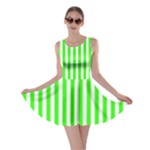 Vertical Stripes - White and Neon Green Skater Dress