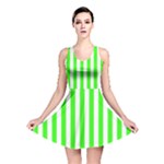 Vertical Stripes - White and Neon Green Reversible Skater Dress