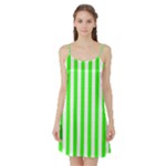 Vertical Stripes - White and Neon Green Satin Night Slip