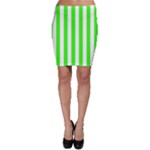 Vertical Stripes - White and Neon Green Bodycon Skirt