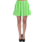 Vertical Stripes - White and Neon Green Skater Skirt