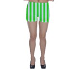 Vertical Stripes - White and Neon Green Skinny Shorts
