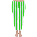 Vertical Stripes - White and Neon Green Winter Leggings