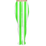 Vertical Stripes - White and Neon Green Women s Tights