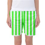 Vertical Stripes - White and Neon Green Women s Basketball Shorts