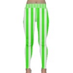 Vertical Stripes - White and Neon Green Yoga Leggings