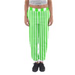 Vertical Stripes - White and Neon Green Women s Jogger Sweatpants