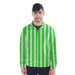 Vertical Stripes - White and Neon Green Wind Breaker (Men)