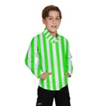 Vertical Stripes - White and Neon Green Wind Breaker (Kids)