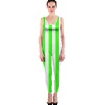 Vertical Stripes - White and Neon Green OnePiece Catsuit