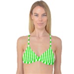 Vertical Stripes - White and Neon Green Reversible Tri Bikini Top