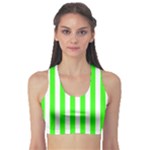 Vertical Stripes - White and Neon Green Women s Sports Bra