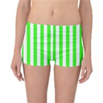 Vertical Stripes - White and Neon Green Reversible Boyleg Bikini Bottoms