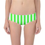 Vertical Stripes - White and Neon Green Classic Bikini Bottoms