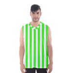 Vertical Stripes - White and Neon Green Men s Basketball Tank Top