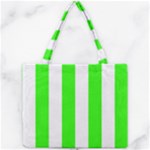 Vertical Stripes - White and Neon Green Mini Tote Bag