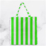 Vertical Stripes - White and Neon Green Grocery Tote Bag