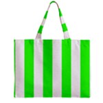 Vertical Stripes - White and Neon Green Zipper Mini Tote Bag