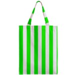 Vertical Stripes - White and Neon Green Zipper Classic Tote Bag
