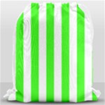 Vertical Stripes - White and Neon Green Drawstring Bag (Large)