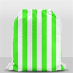 Vertical Stripes - White and Neon Green Drawstring Bag (Small)
